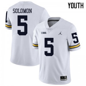 Youth Michigan #5 Aubrey Solomon White Jordan Brand Football Jerseys 463023-811
