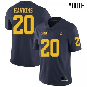 Youth Michigan #20 Brad Hawkins Navy Jordan Brand Football Jersey 796254-193