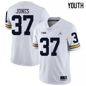 Youth Michigan #37 Bradford Jones White Jordan Brand High School Jerseys 297459-833