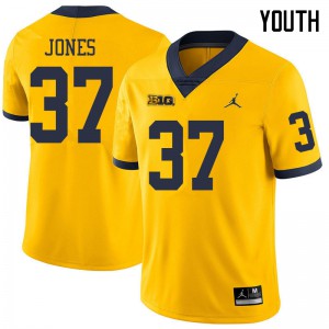 Youth Michigan #37 Bradford Jones Yellow Jordan Brand High School Jerseys 362641-705