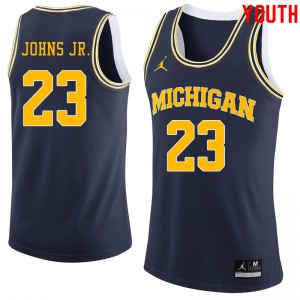 Youth Wolverines #23 Brandon Johns Jr. Navy Jordan Brand Player Jersey 138419-306