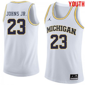 Youth Michigan #23 Brandon Johns Jr. White Jordan Brand High School Jerseys 615637-958