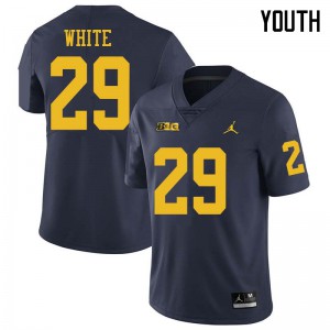 Youth University of Michigan #29 Brendan White Navy Jordan Brand Stitch Jerseys 816229-208