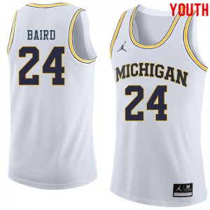 Youth Michigan #24 C.J. Baird White Jordan Brand Embroidery Jerseys 637146-379