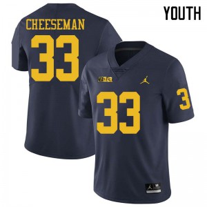 Youth Michigan #33 Camaron Cheeseman Navy Jordan Brand Football Jerseys 521473-620