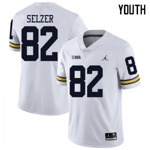Youth University of Michigan #82 Carter Selzer White Jordan Brand Player Jerseys 690809-414