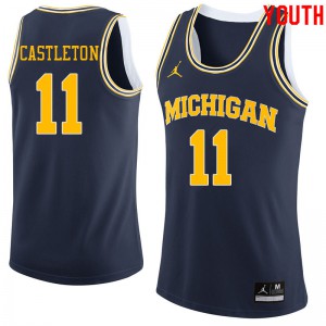 Youth University of Michigan #11 Colin Castleton Navy Jordan Brand Official Jersey 561788-371
