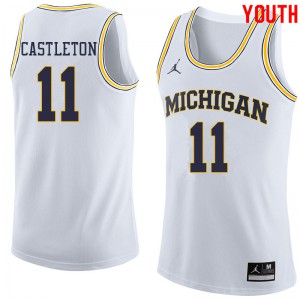 Youth Michigan #11 Colin Castleton White Jordan Brand Player Jersey 118607-583