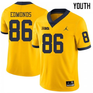 Youth University of Michigan #86 Conner Edmonds Yellow Jordan Brand Stitch Jerseys 617620-650
