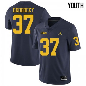 Youth Wolverines #37 Dane Drobocky Navy Jordan Brand Stitched Jersey 899923-936