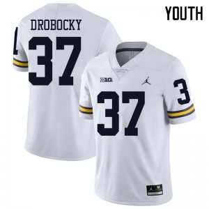 Youth Wolverines #37 Dane Drobocky White Jordan Brand Stitch Jerseys 503917-383
