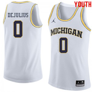 Youth Michigan #0 David DeJulius White Jordan Brand Official Jerseys 181859-698