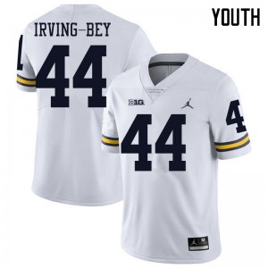 Youth Michigan Wolverines #44 Deron Irving-Bey White Jordan Brand Stitched Jerseys 225215-531