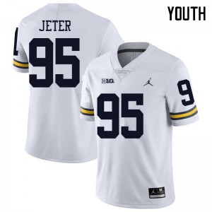 Youth Wolverines #95 Donovan Jeter White Jordan Brand Official Jersey 457648-670