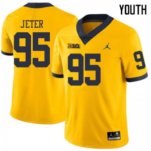 Youth Wolverines #95 Donovan Jeter Yellow Jordan Brand NCAA Jerseys 868531-343