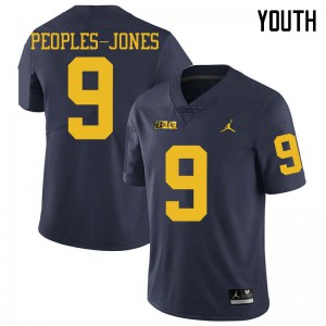 Youth University of Michigan #9 Donovan Peoples-Jones Navy Jordan Brand High School Jersey 655195-740