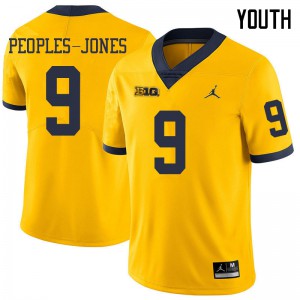 Youth Michigan #9 Donovan Peoples-Jones Yellow Jordan Brand University Jersey 546919-987