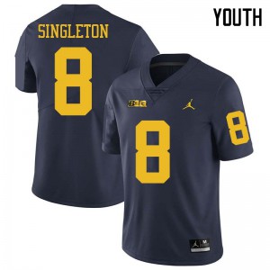 Youth Michigan #8 Drew Singleton Navy Jordan Brand Official Jerseys 874782-941