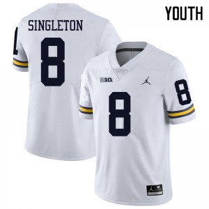 Youth Michigan #8 Drew Singleton White Jordan Brand Player Jersey 565575-596