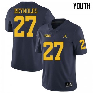 Youth Michigan #27 Hunter Reynolds Navy Jordan Brand Official Jersey 215457-583