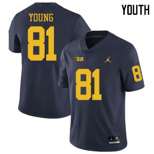 Youth Wolverines #81 Jack Young Navy Jordan Brand Official Jerseys 137234-484