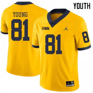 Youth Wolverines #81 Jack Young Yellow Jordan Brand Official Jerseys 846281-157