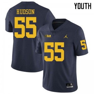 Youth Michigan #55 James Hudson Navy Jordan Brand Embroidery Jersey 962881-842