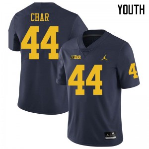 Youth University of Michigan #44 Jared Char Navy Jordan Brand High School Jersey 786757-476