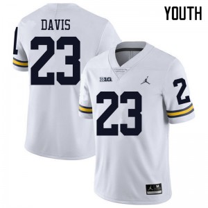 Youth Michigan #23 Jared Davis White Jordan Brand Stitch Jerseys 571949-268
