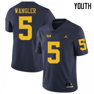 Youth Wolverines #5 Jared Wangler Navy Jordan Brand Player Jerseys 650618-705