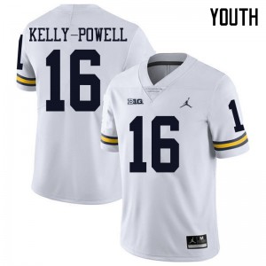 Youth University of Michigan #16 Jaylen Kelly-Powell White Jordan Brand High School Jerseys 322983-984