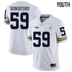 Youth Michigan #59 Joel Honigford White Jordan Brand Football Jerseys 383808-368