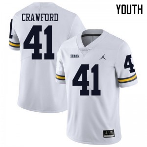 Youth University of Michigan #41 Kekoa Crawford White Jordan Brand Stitched Jersey 539880-954