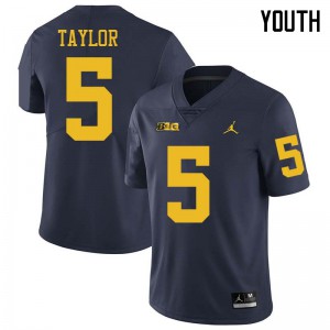 Youth University of Michigan #5 Kurt Taylor Navy Jordan Brand High School Jersey 924628-763