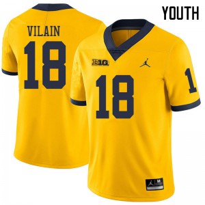 Youth Michigan #18 Luiji Vilain Yellow Jordan Brand Embroidery Jerseys 410780-987