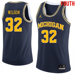Youth University of Michigan #32 Luke Wilson Navy Jordan Brand Official Jersey 901166-447