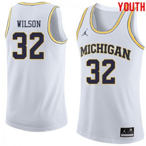 Youth University of Michigan #32 Luke Wilson White Jordan Brand High School Jerseys 135915-611