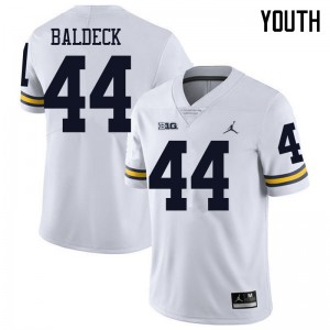 Youth Michigan #44 Matt Baldeck White Jordan Brand Official Jersey 522771-532