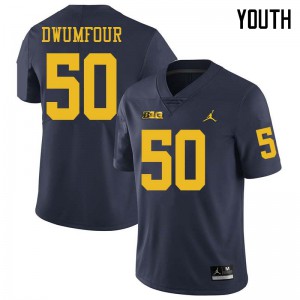 Youth University of Michigan #50 Michael Dwumfour Navy Jordan Brand High School Jerseys 830703-421