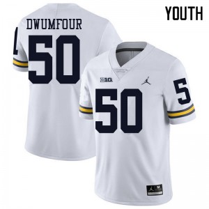 Youth Wolverines #50 Michael Dwumfour White Jordan Brand Embroidery Jersey 831404-748