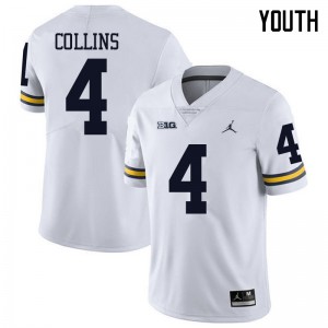 Youth University of Michigan #4 Nico Collins White Jordan Brand NCAA Jerseys 714785-244