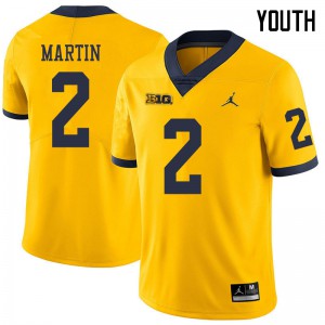 Youth Wolverines #2 Oliver Martin Yellow Jordan Brand High School Jersey 858529-446