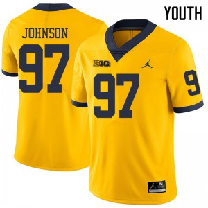 Youth Wolverines #97 Ron Johnson Yellow Jordan Brand University Jersey 109426-343