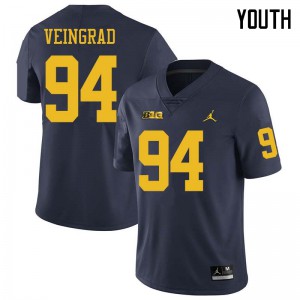 Youth Wolverines #94 Ryan Veingrad Navy Jordan Brand Official Jersey 633936-843