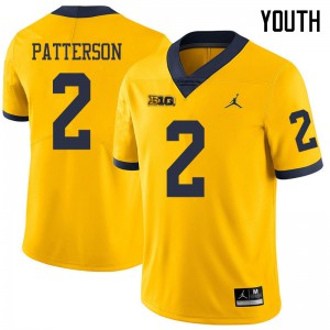 Youth Wolverines #2 Shea Patterson Yellow Jordan Brand High School Jersey 175479-690