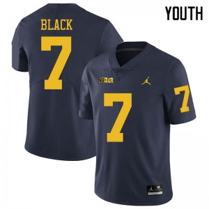 Youth Michigan #7 Tarik Black Navy Jordan Brand Embroidery Jerseys 672221-305