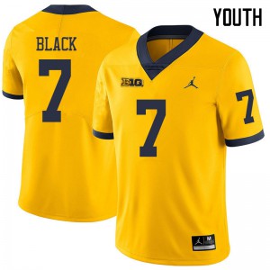 Youth Wolverines #7 Tarik Black Yellow Jordan Brand Embroidery Jersey 515503-759