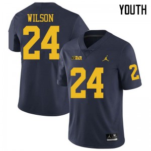 Youth Michigan #24 Tru Wilson Navy Jordan Brand College Jersey 598201-883
