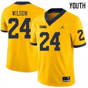 Youth Michigan #24 Tru Wilson Yellow Jordan Brand Stitch Jerseys 115648-806
