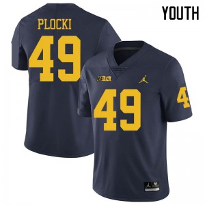 Youth Michigan #49 Tyler Plocki Navy Jordan Brand Official Jersey 702516-324